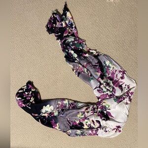 Floral Scarf with Purple and Black Accents